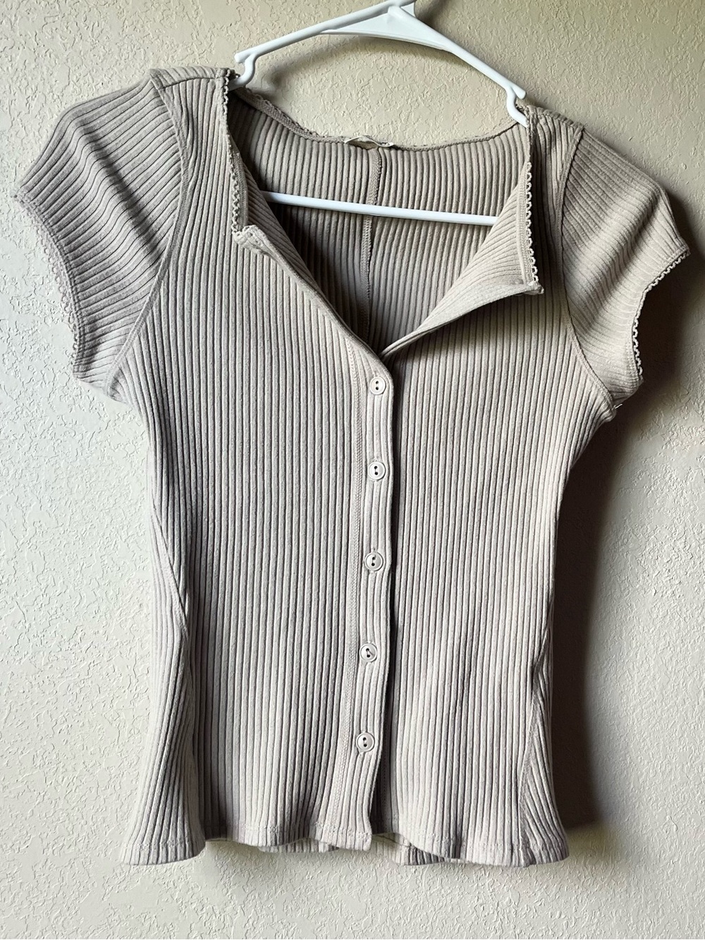 Free People Ribbed Button Front Tee